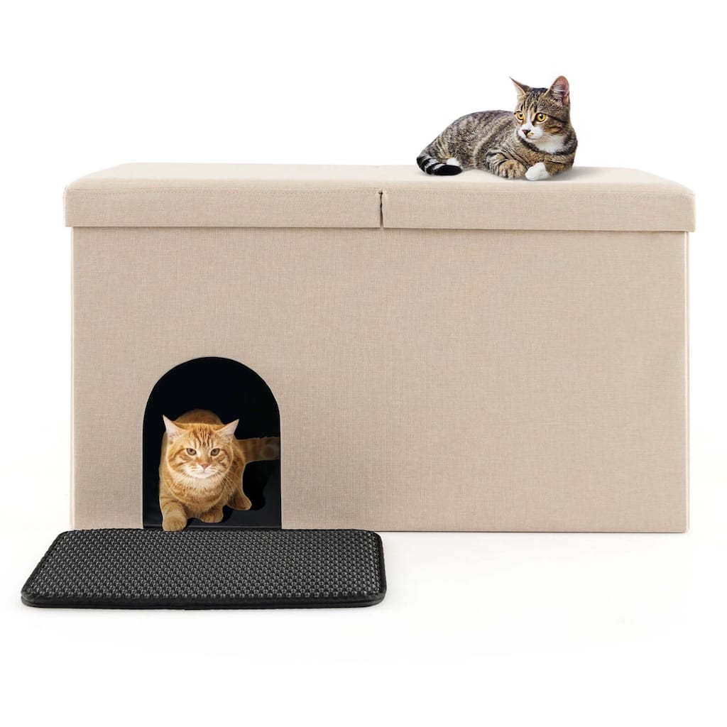 Costway Cat Litter Box Enclosure Hidden Furniture Cat Washroom Shoe - See Details