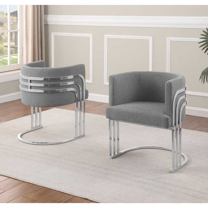Best Quality Furniture Teddy Fabric Dining Chairs (Set of 2) - N/A