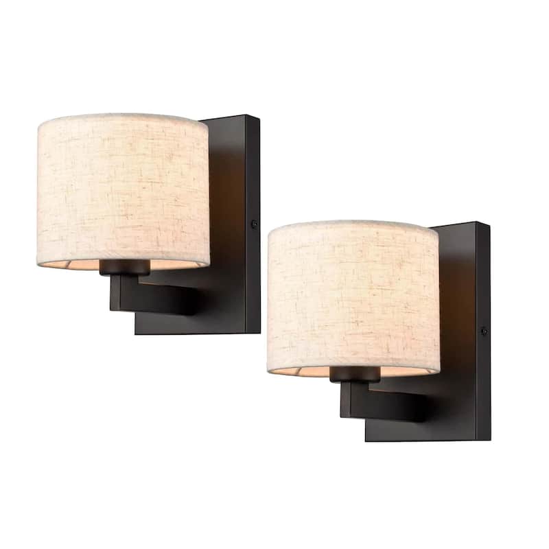 Sardinia Wall Sconces Fabric Shade Wall Lamps - Set of 2 - Black