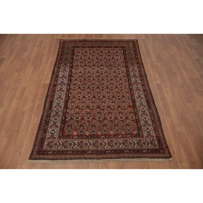 Hand Knotted Oriental 100% Wool Carpet Traditional Floral Oranges & Rust Malayer Area Rug - 6' 3'' X 3' 10''