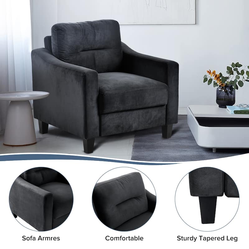 Black Modern 32.2" Upholstered Accent Chair with Sturdy Hardwood Frame and Soft Cushion