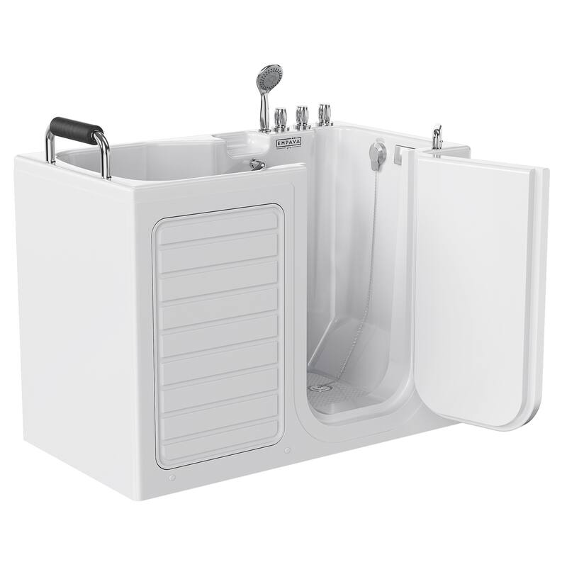 54 in.Right Drain Walk-in Soaking Bath Tub with Outward Opening Door in White - 53"