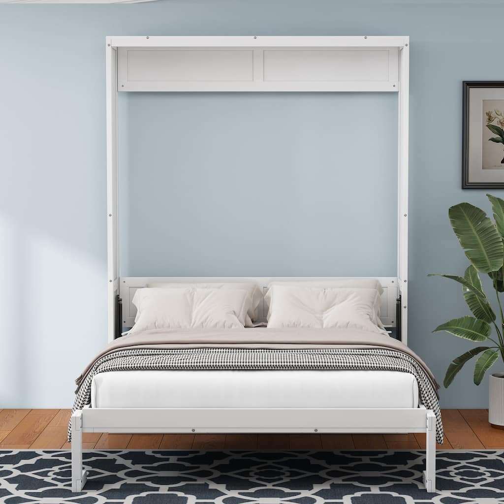 White Wood Queen Size Murphy Beds