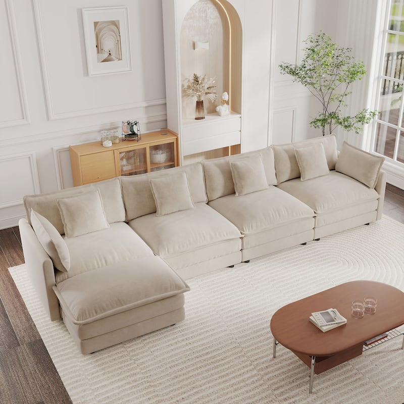 Cloud Chenille Upholstered Modular Sectional Sofa with DIY Combination Design