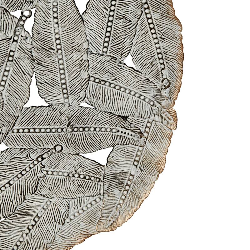 Roomfitters Textured Feather 3-Piece Metal Disc Wall Decor Set, Modern Round 20-Inch Dimensional verdigris Wall Art, Blue