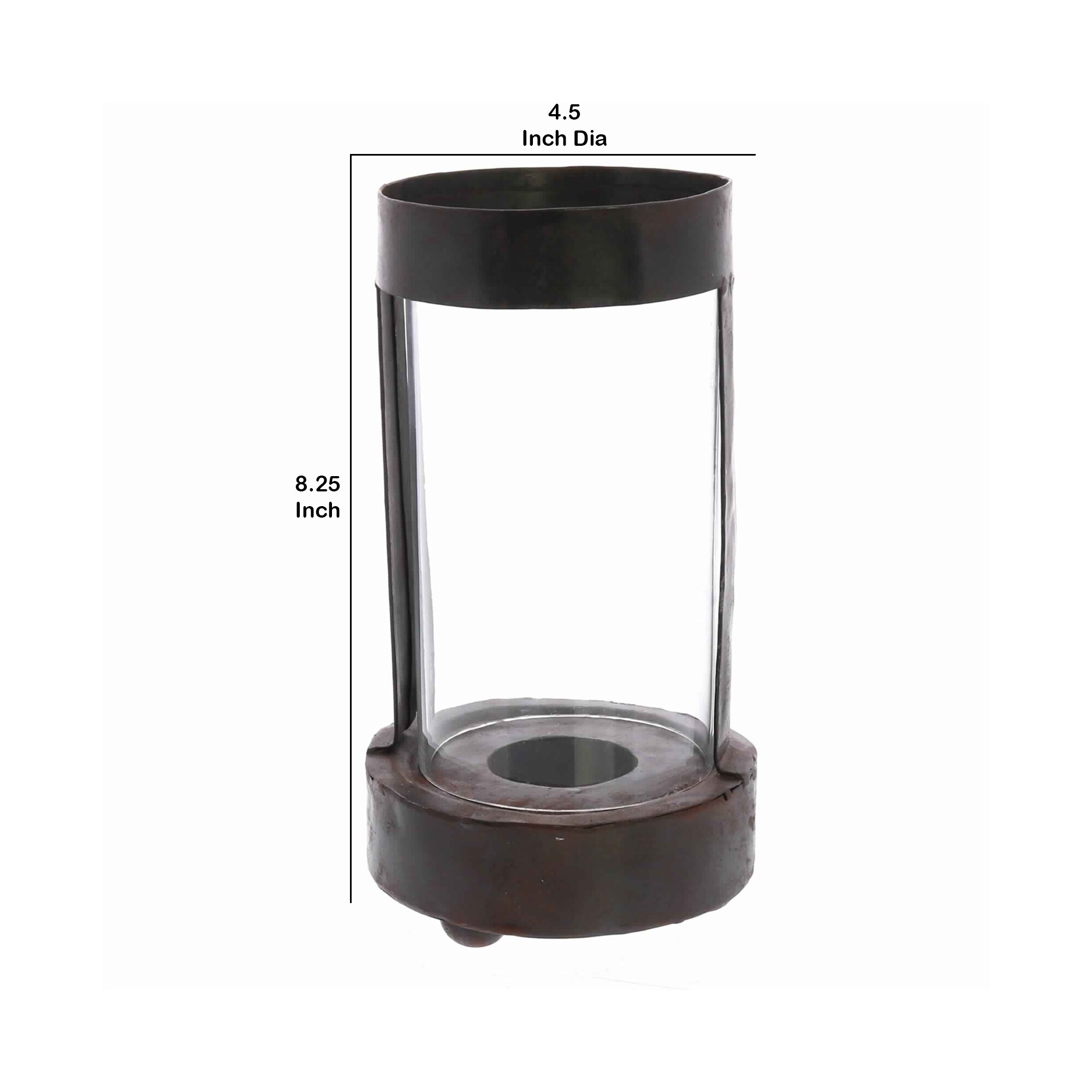 Shop Rustic Style Metal Frame Glass Hurricane Candle Holder Black And Clear Overstock 31273487
