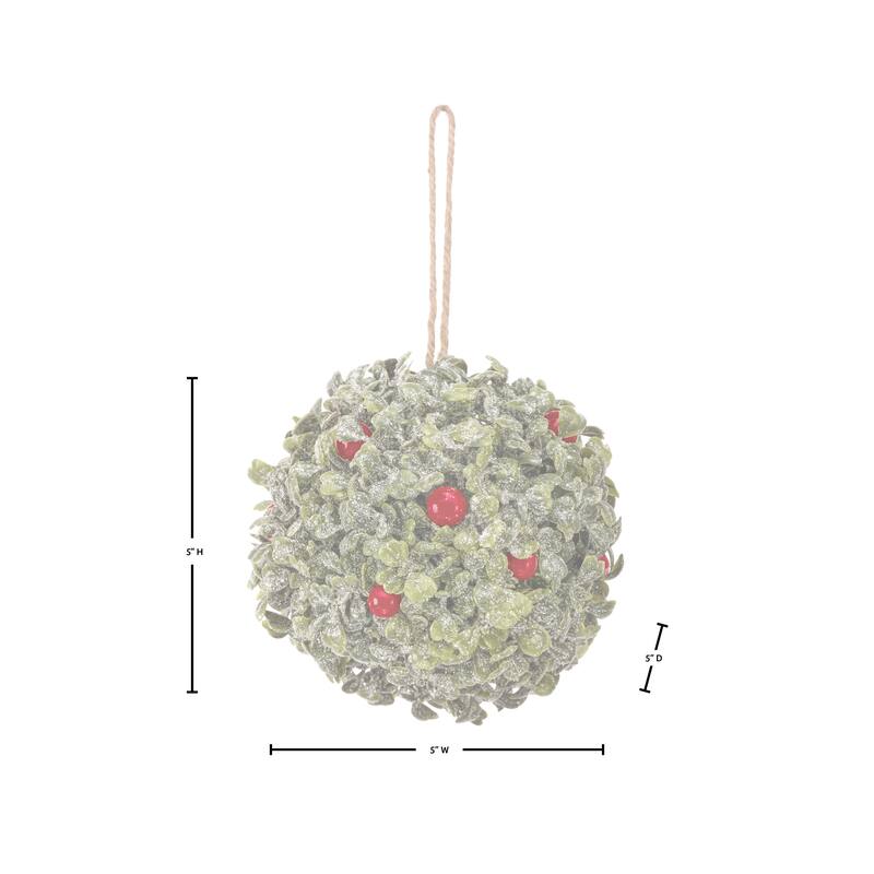 5" Frost Boxwood Waterproof Berry Ball Ornament Set of 3