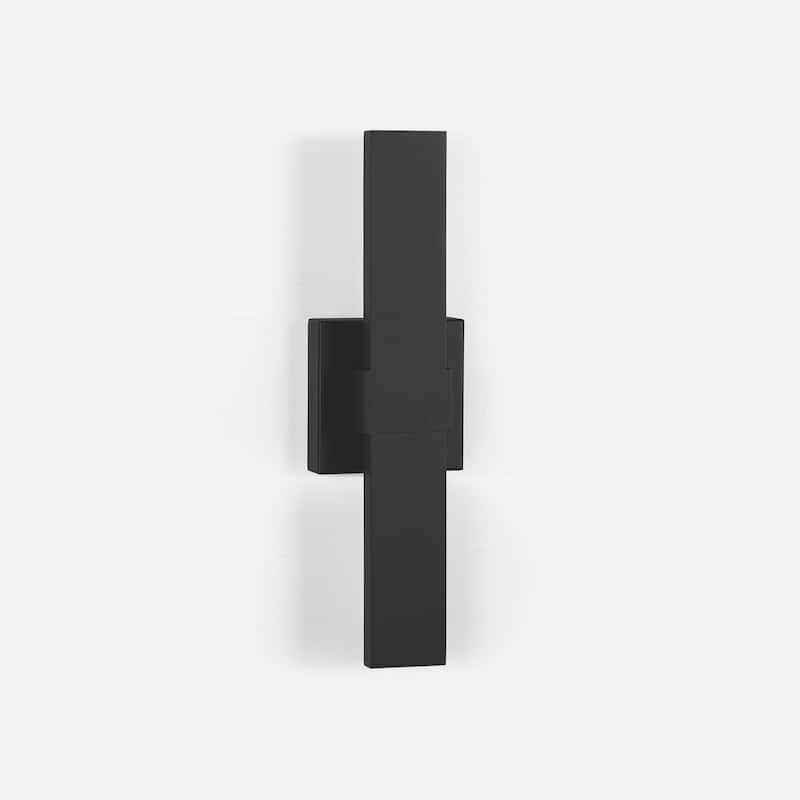 1-Light Black/White Aluminum LED Outdoor Wall Sconce - 15.74in - Black