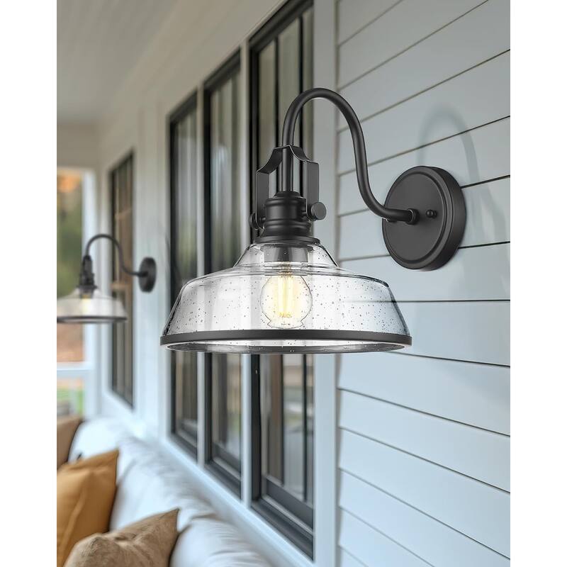 1 pack garage light black porch light glass, metal wall light