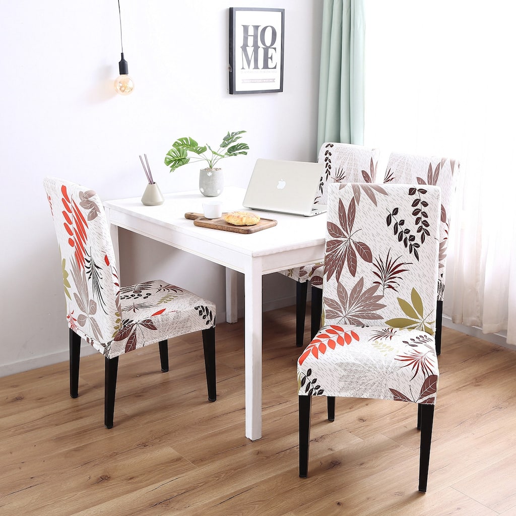 Enova Home Elegant Polyester and Spandex Stretch Washable Dining Chair Slipcover set of 4