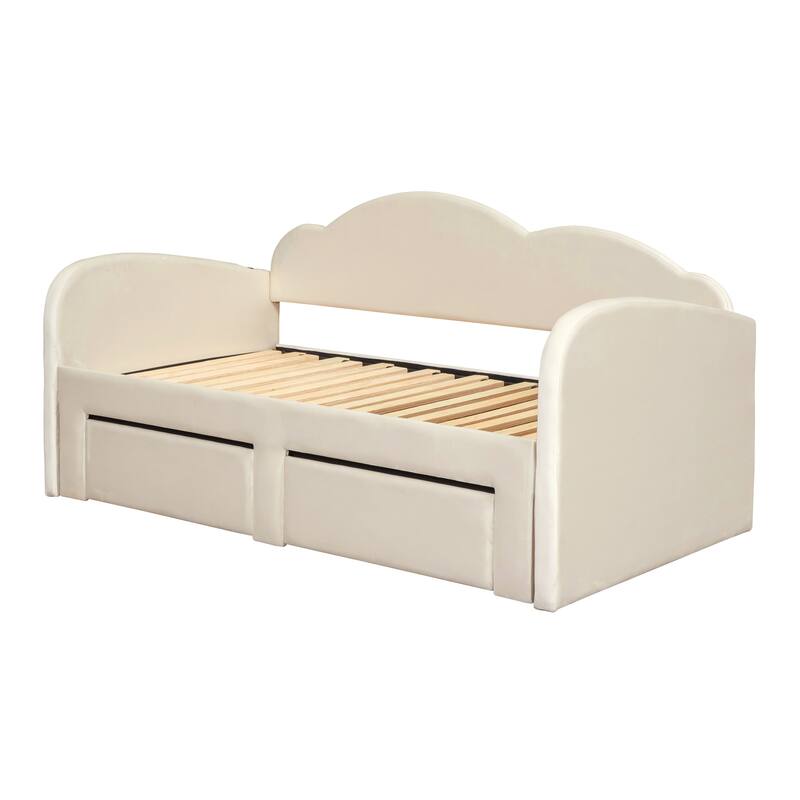 Upholstered daybed with Cloud-Shaped Backrest