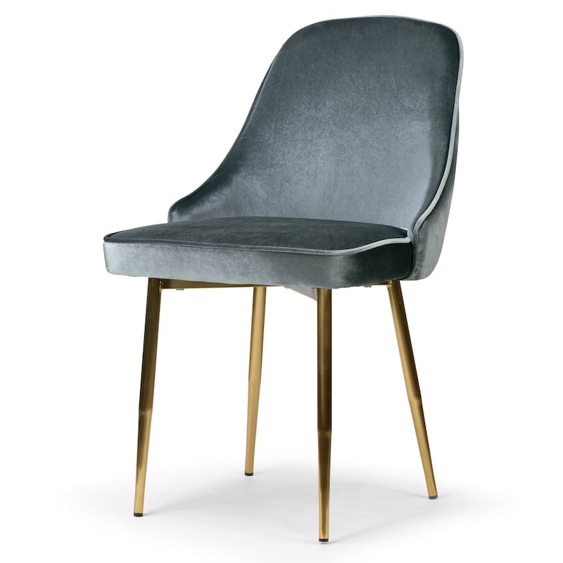 Set of 2 Alpha Grey Velvet Chair with Brushed Golden Steel Legs