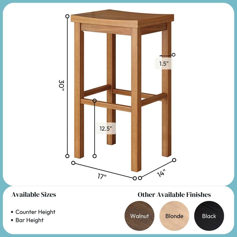 Now Furniture Solid Wood Backless Saddle Seat Bar Height Stool