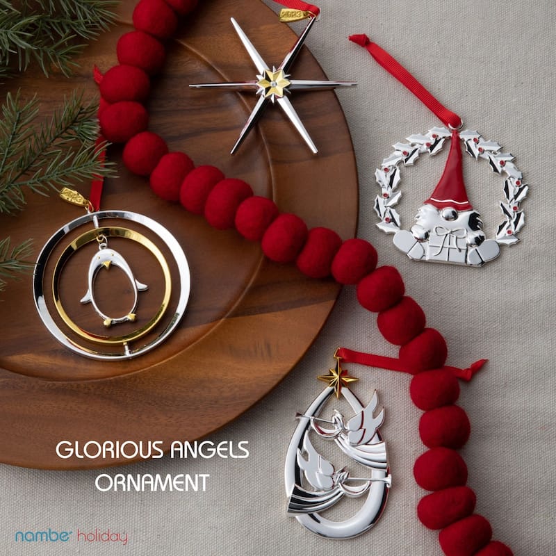 Nambe 2023 Glorious Angels Ornament - 2.25”L x 4.25”H