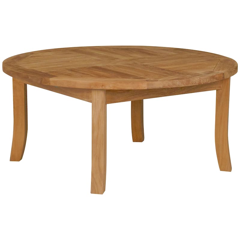 Chic Teak Italy Round Outdoor Teak Wood Patio Coffee Table, 39 inch