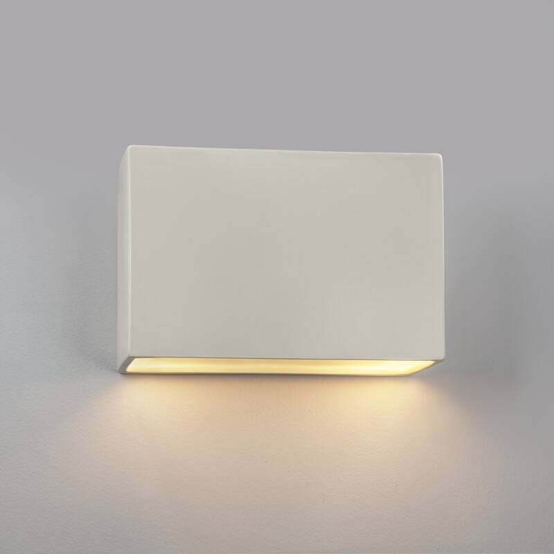 Porch & Den Colton Matte White Closed Top Rectangular ADA 12-inch Outdoor Wall Sconce