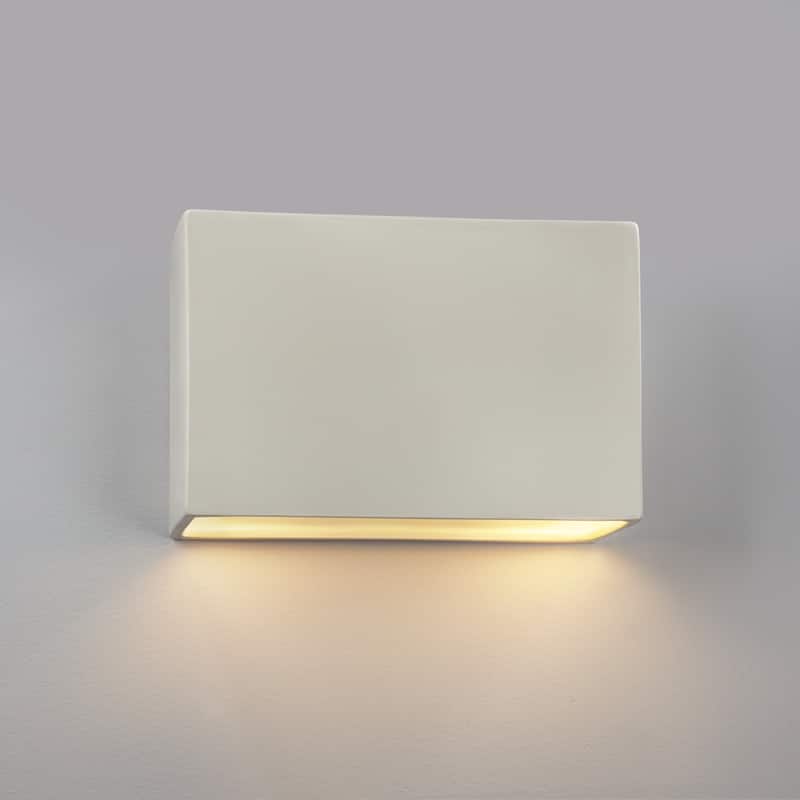Porch & Den Colton Matte White Closed Top Rectangular ADA 12-inch Wall Sconce