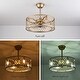preview thumbnail 14 of 16, 20" Gold Caged Farmhouse Crystal Ceiling Fan Light