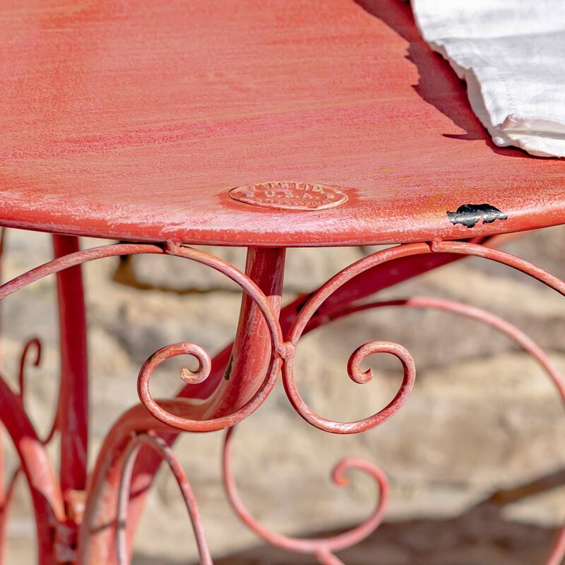 Three Piece Metal Bistro Set in Flamingo Pink "Le Chardenoux 1908" - 27.56x27.56x29.13