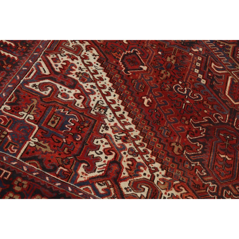 Hand Knotted Oriental 100% Wool Carpet Traditional Medallion Oranges & Rust Heriz Area Rug - 11' 3'' X 8' 8''