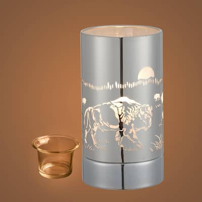 7" Touch lamp/Oil burner/Wax warmer-Silver Bison - 3.75*3.75*7