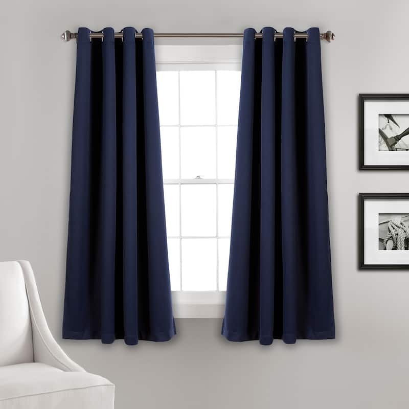 Lush Decor Insulated Grommet Blackout Curtain Panel Pair - 63 Inches - Navy