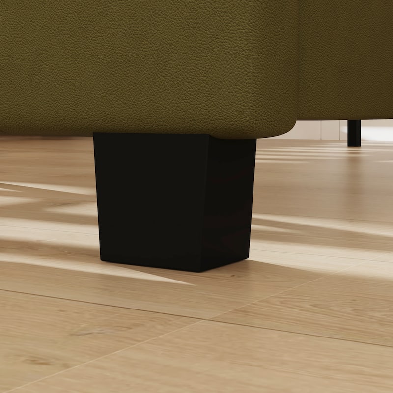 King Size Olive Green Leather Upholstered Platform Bed with Extra Tall 52.8" Tufted Wingback Headboard Bed Frame