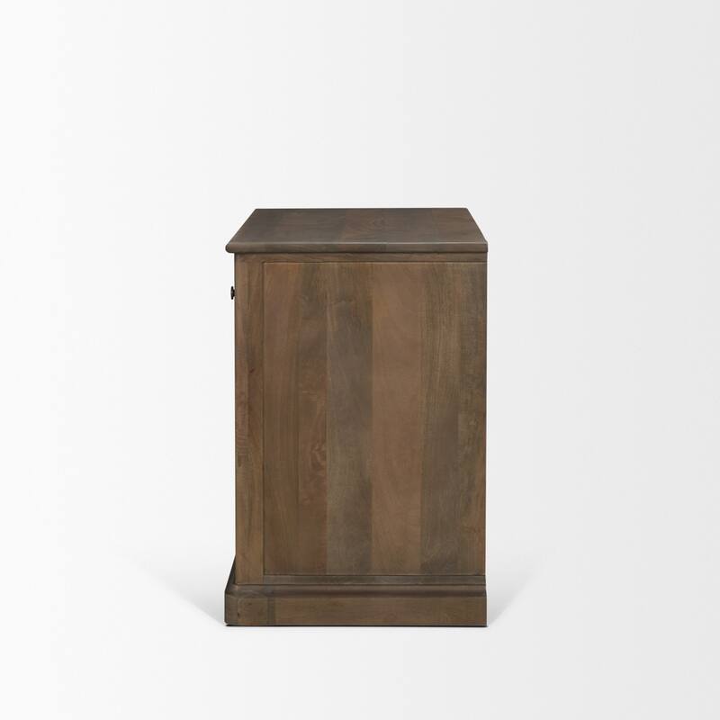 Baron Light / Dark Brown Solid Wood w/ Antique Knobs 2-Door Accent Cabinet