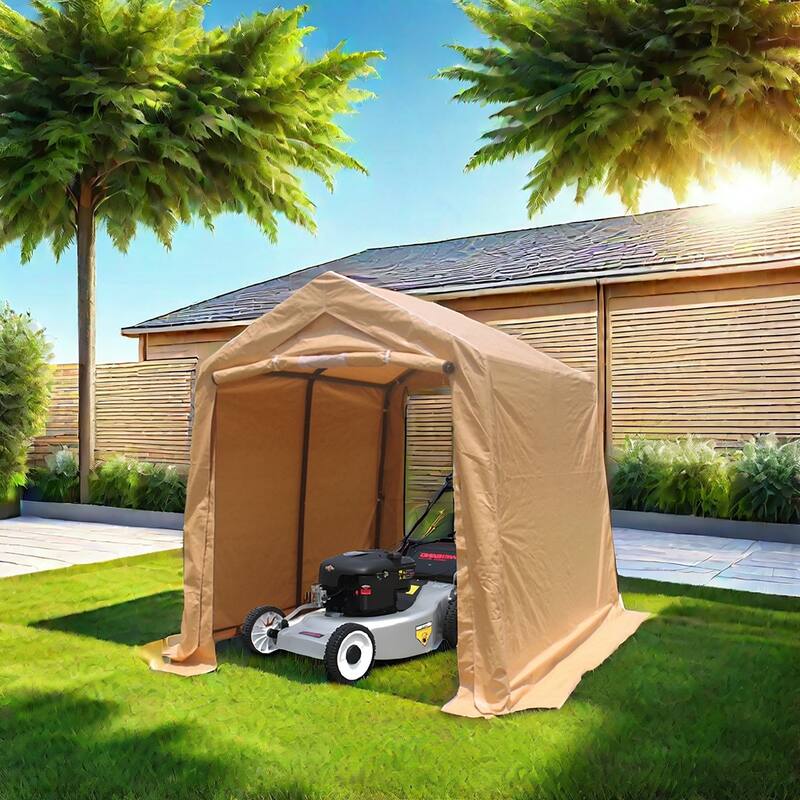 7 ft. W x 8 ft. D x 7.5 ft. H Steel Portable Carport - Sand
