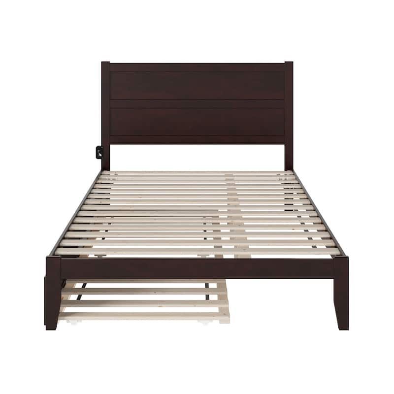 NoHo Queen Platform Bed with Twin XL Trundle in Espresso