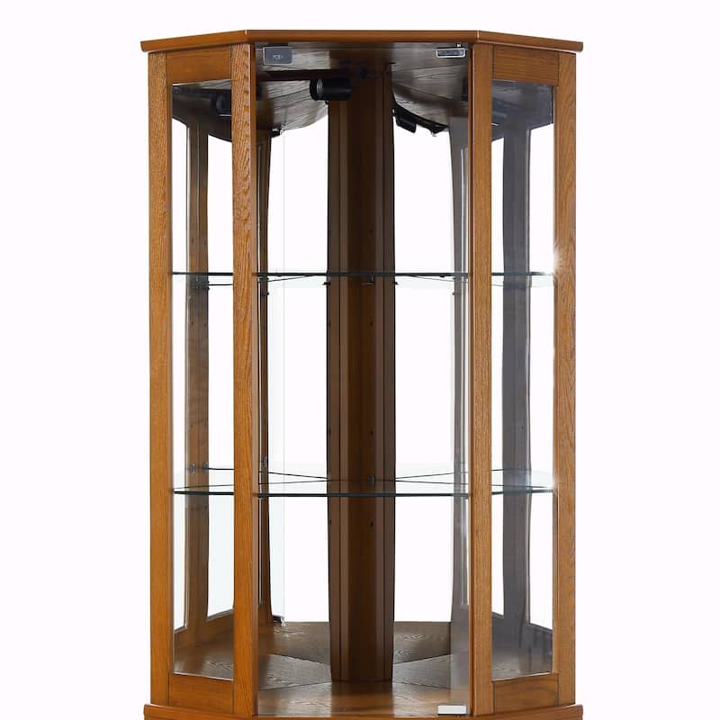 6-Shelf Corner Curio Display Cabinet with Lights, Mirrors, and Adjustable Shelves