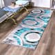 Orelsi Collection Abstract Area Rug - 2'8" x 11'10" Runner - Turquoise/Grey