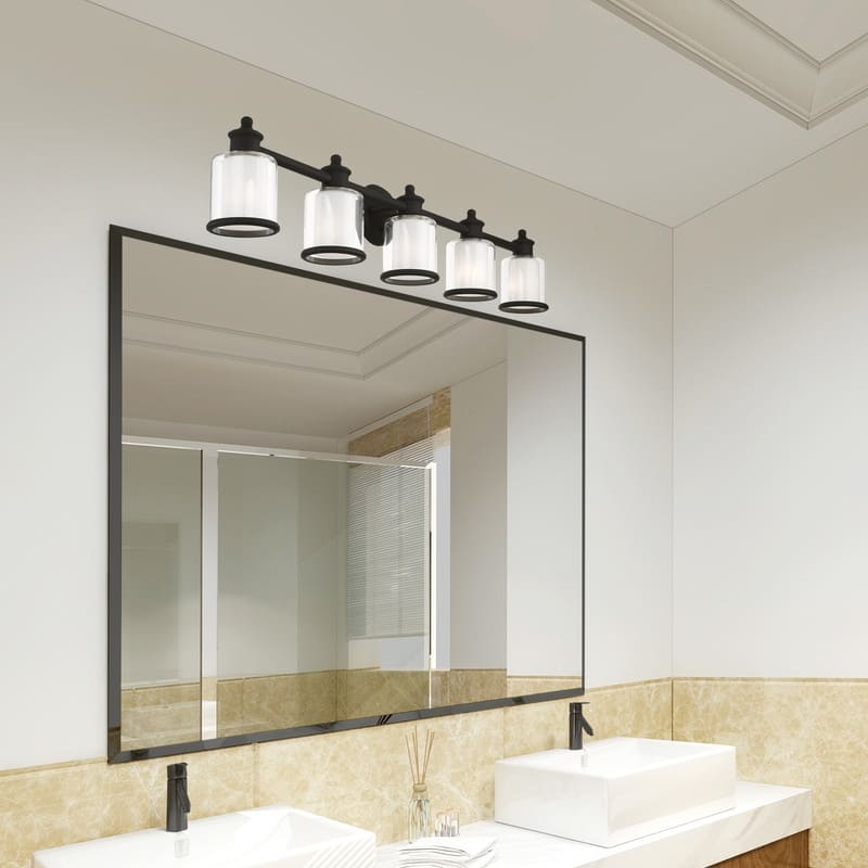 Livex Lighting 5 Light Black Bath Light, 40215-04 - 45.5" W x 9" H x 6.5" Ext.