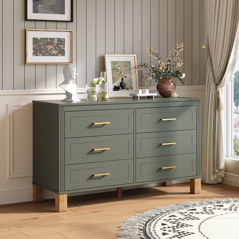 6-Drawer Double Dresser Modern Storage Cabinet