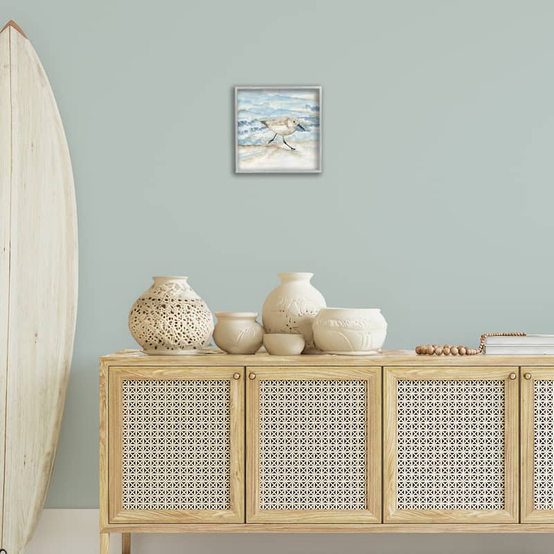 Stupell Sandpiper Striding Shore Framed Giclee Art Design By Nan