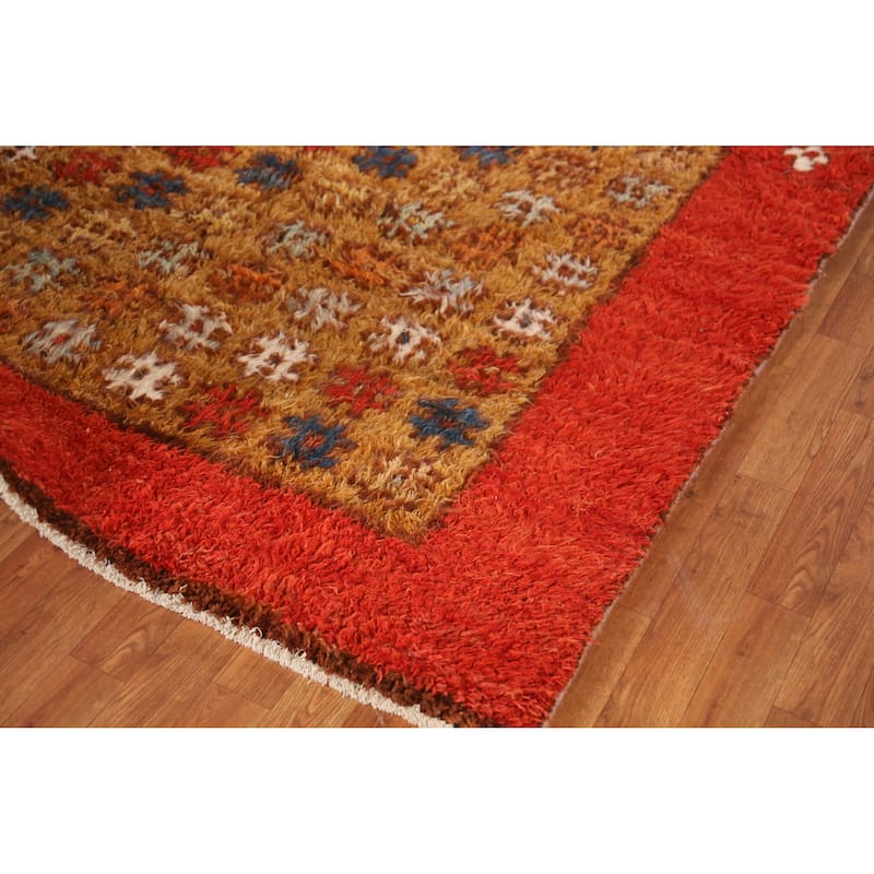 Geometric Moroccan Shaggy Oriental Rug Handmade Wool Carpet - 5'11" x 8'8"
