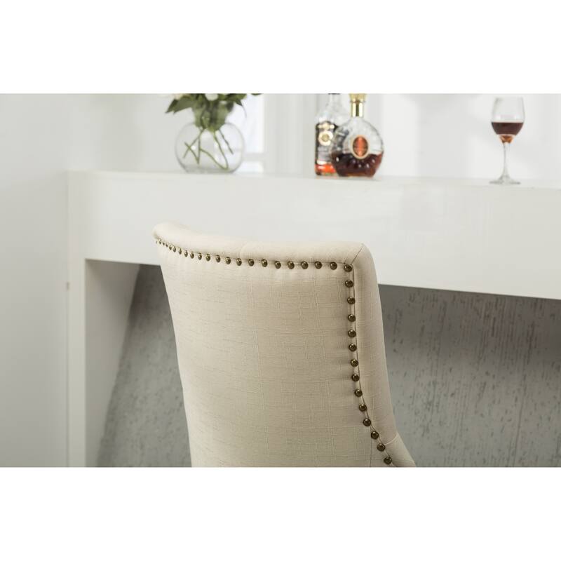 2 Piece Button Quilted Solid Wood Dining Chairs with Nailhead, Backrest, Upholstered for Dining Room Kitchen Bedroom Living Room