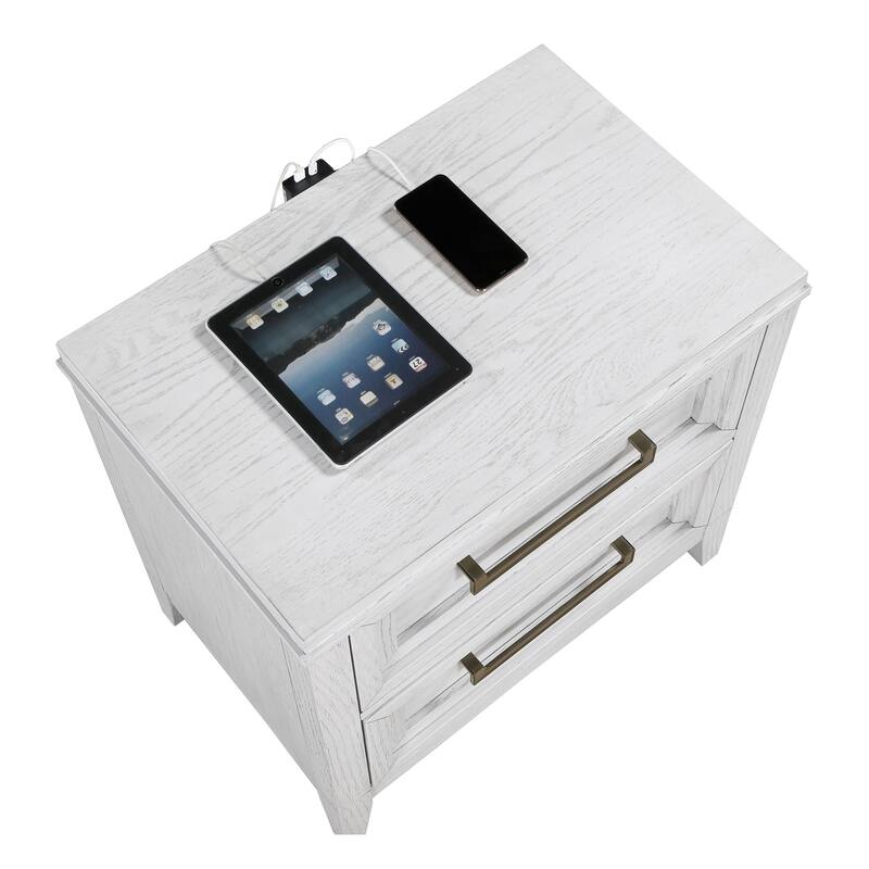 Marielle 2-drawer Nightstand Bedside Table Distressed White