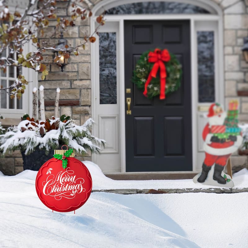 Glitzhome 24"H Metal Snowmen Ornament Yard Stakes Chrismas Decor
