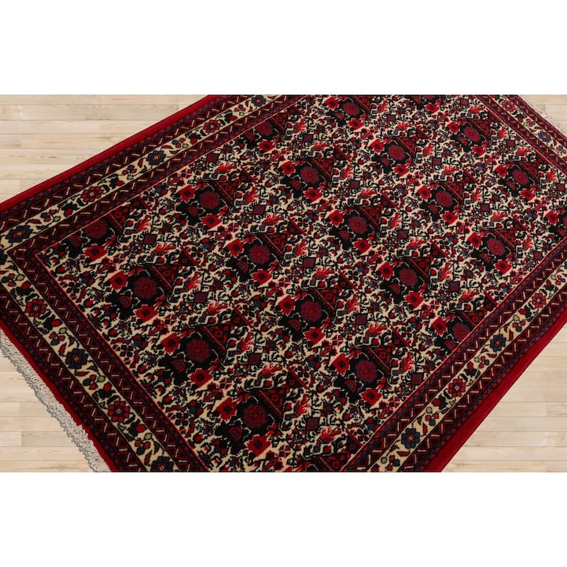 3'7''x5 Hand Knotted Wool Ivory Abadeh Traditional Rug - 3' 7'' x 5'