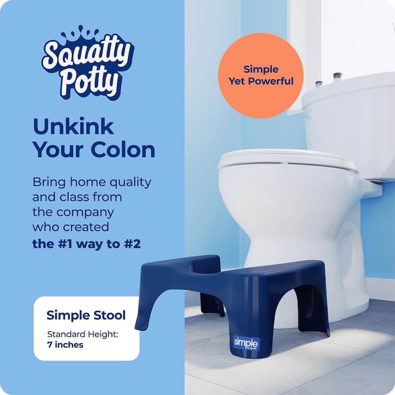 Squatty Potty Simple Bathroom Toilet Stool, Galaxy Blue 7 Inch Ergonomic Stool - Posture-Enhancing Bathroom Footrest