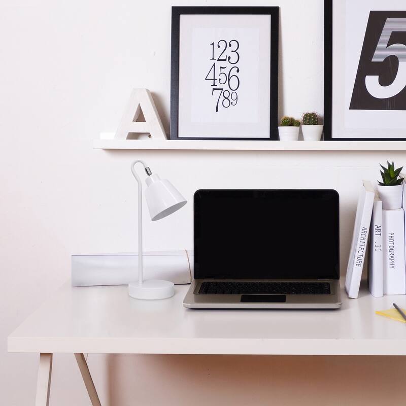 Desk Lamp with Looped arm and Adjustable Cone Shade - 16" - White