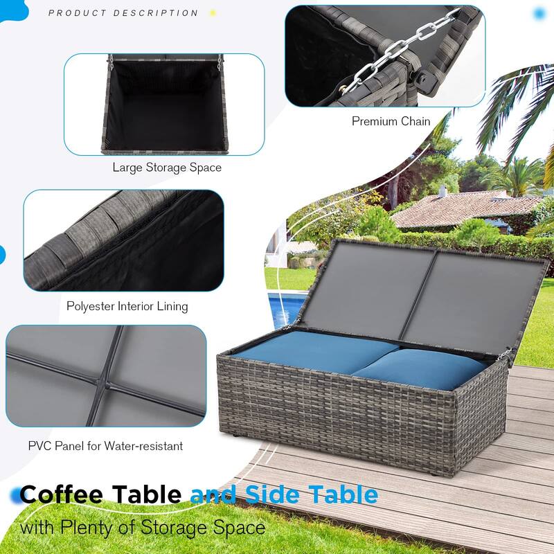 AECOJOY 7-Pieces Patio Sectional Sofa Outdoor Wicker Furniture Set