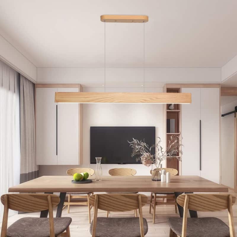 47 inch LED linear pendant light wood chandelier kitchen island pendant lamp
