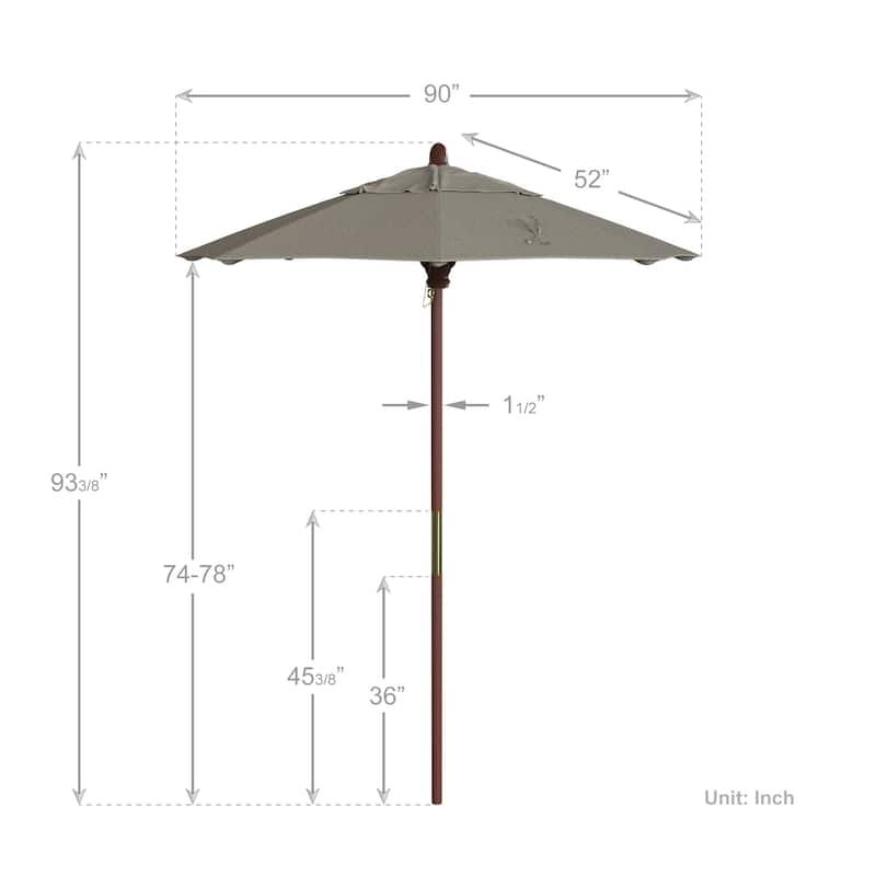 Port Lavaca 7.5ft Round Wood Umbrella by Havenside Home, Base Not Included