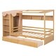 preview thumbnail 10 of 18, Natural Twin Size Solid Wood House Bed with Two Drawers & Wardrobe
