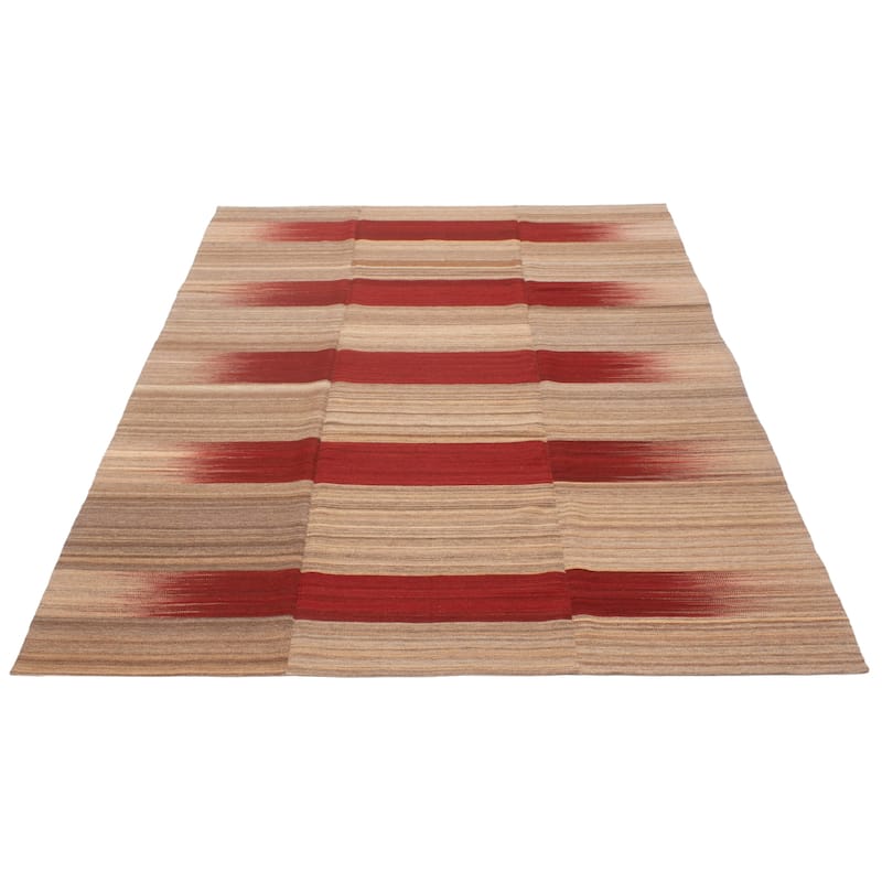 ECARPETGALLERY Flat-Weave Ankara FW Tan Wool Kilim - 7'7 x 10'6