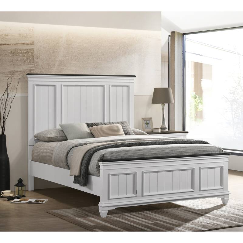 Clelane Wood Bedroom 5 piece Set with Shiplap Panel Queen Bed, Dresser, Mirror, Nightstand, and Chest