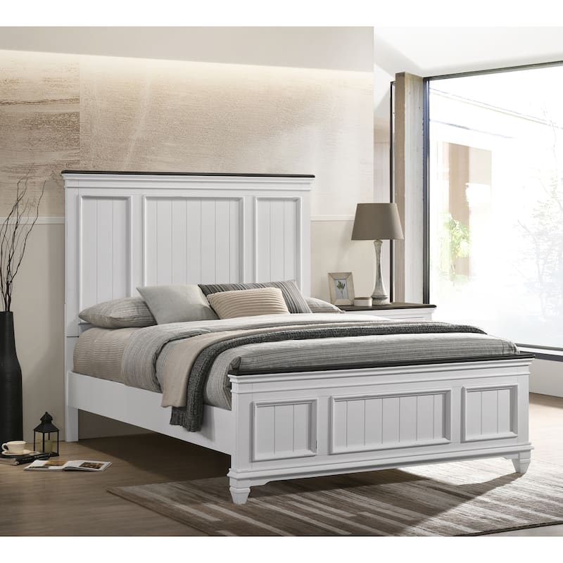 Roundhill Furniture Clelane Wood Bedroom Set with Bed, Dresser, Mirror, and Two Nightstands