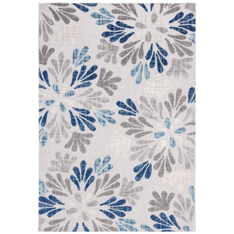 SAFAVIEH Cabana Fleda Indoor/ Outdoor Waterproof Patio Floral Rug - 2' x 4' - Grey/Blue